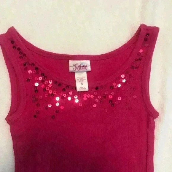 🛍 3 for $20 JUSTICE Girls Pink Ribbed Tank - Picture 2 of 3